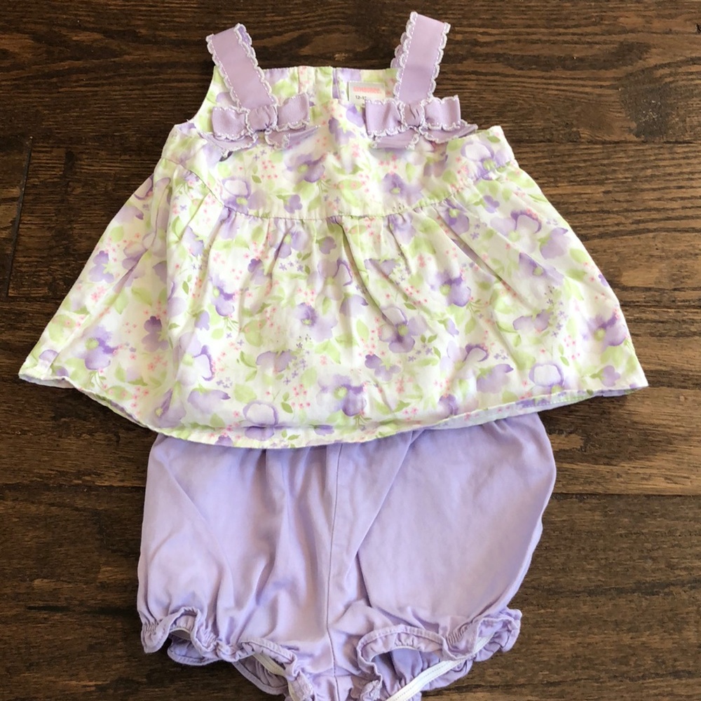 Gymboree Lilac Floral Matching Top and Bloomers
